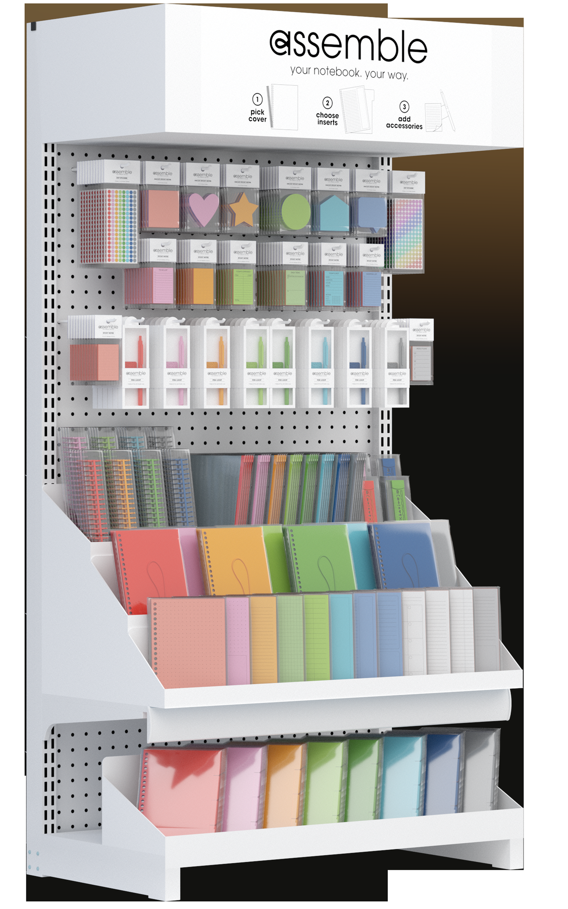 The Assemble modular planner system — covers, inserts, pen loops, dividers.