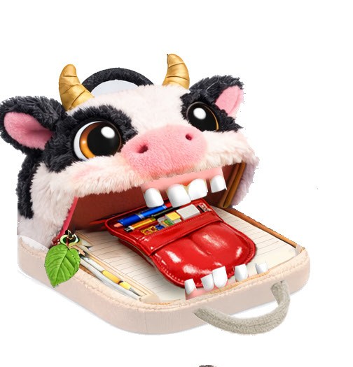 Cow Zip Nibbles plush pencil case.