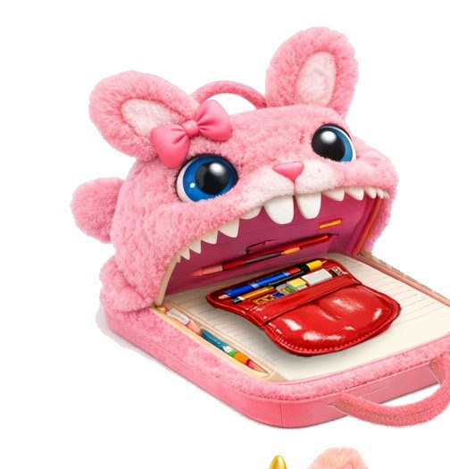 Pink Bunny Zip Nibbles plush pencil case.
